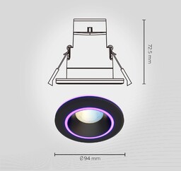 Calex Smart Halo downlight wpuszczany CCT RGB czarny