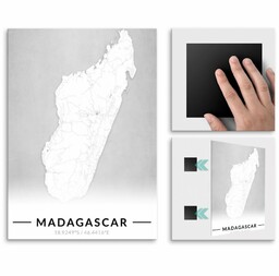 Plakat metalowy Mapa B&W Madagaskar L