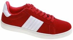 Czerwone sznurowane trampki męskie