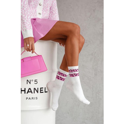 Skarpetki damskie z modnym wzorem panterki na ściągaczu