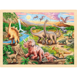 Puzzle drewniane Tropem Dinozaura 96 el. Goki 57348