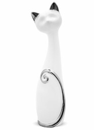 Figurka kota ceramiczna nowoczesna kot kotek srebrny 26cm