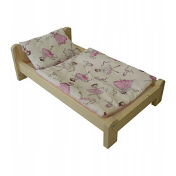 Łóżeczko Drewniane Duże + Pościel Baletnice