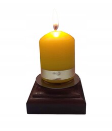 Świecznik-Lichtarz drewno brąz ze świecą