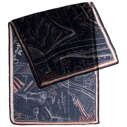 Anekke Granatowy Wzorzysty Szal Damski REAL