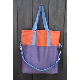 Pakamera Torba na ramię-color block-fiolet,pom.,turkus