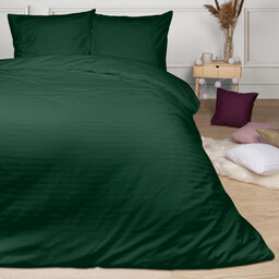 Darymex Pościel satynowa 160x200 zielona ciemna pasy jednobarwna
