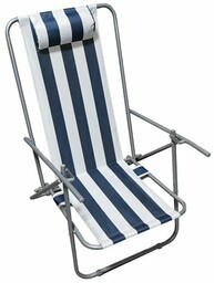 PATIO Leżak plażowy Long Biało-niebieski