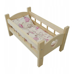 Łóżeczko Drewniane Grawer Serce Pościel Baletnice