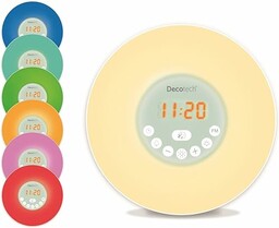 Lexibook Decotech kolorowy budzik wschód słońca, światło budzenia,