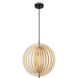 ROOTS Lampa wisząca drewno jasne czarna H345.5cm fi43cm