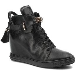 Czarne Sneakersy Carinii Wygodne Buty Damskie Na Koturnie