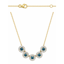 Złoty Naszyjnik Diamenty London Blue Topaz 585 14K
