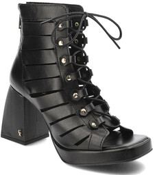Carinii Czarne Botki Stylowe Buty Damskie Na Obcasie