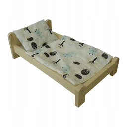 ŁÓŻECZKO DREWNIANE DUŻE + POŚCIEL BIAŁY LAS