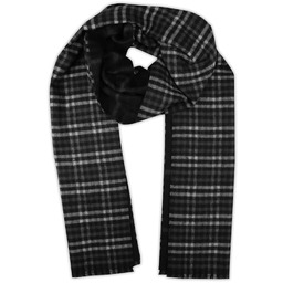 Szalik Popielato-Czarny Miękki, w Kratkę, Firmy V.Fraas -Cashmink-