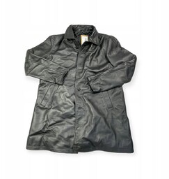 Płaszcz męski czarny REAL LEATHER 2XL
