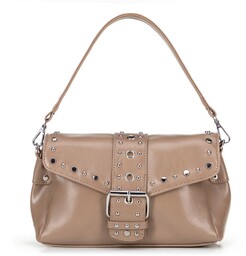 Damska crossbody z ekoskóry w dekoracyjne nity beżowa