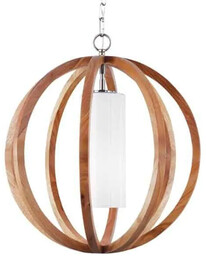 Lampa wisząca drewniana kulista z białym kloszem FE-ALLIER-P-S-LW