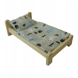 Łóżeczko Drewniane Duże + Pościel Ciemny Las