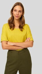 T-shirt damski w krótkim rękawem - żółty
