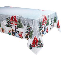 Obrus bożonarodzeniowy prostokątny biało-szary BNB12-1