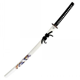 Katana Ozdobna Biała z Motywem Smoka