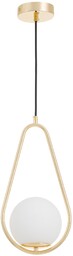 LAMPA WISZĄCA NOWOCZESNA ZŁOTA Z BIAŁĄ KULĄ VERO
