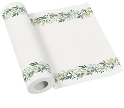 Bieżnik papierowy Airlaid zielone liście, 0,4 x 24
