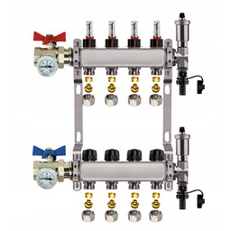 Rozdzielacz Do Podłogówki 4 Obwody Nierdzewny Zawory Złączki