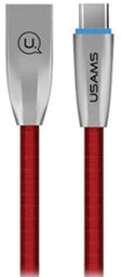 USAMS Kabel pleciony U-Light USB-C 1.2m czerwony