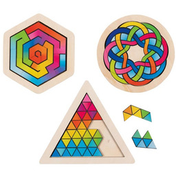 Układanka drewniana łamigłówka logiczna 3 warianty w figurach