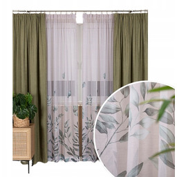 Firana gotowa woal 140x250 na taśmie żabki liście