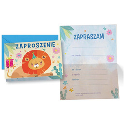 Zaproszenia z kopertą Lew - 5 szt.