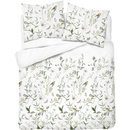 Pościel bawełniana biała w gałązki, motyle i ptaki