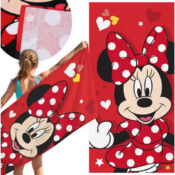 Myszka Minnie Czerwony, SZYBKOSCHNĄCY ręcznik plażowy, kąpielowy, 100%