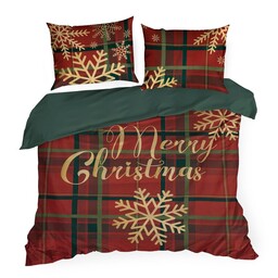 Eurofirany Pościel świąteczna 140x200 Estrella czerwona zielona Merry