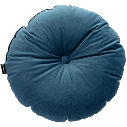 Poduszka okrągła z guzikiem, pruski błękit, 37 cm,