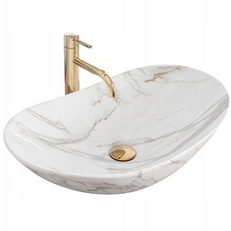Umywalka Nablatowa Marmurowa Owalna Ceramiczna Rea Royal Shiny