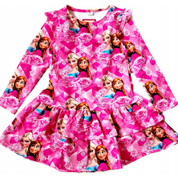 Sukienka 128 Różowa Z Falbankami Elsa I Anna