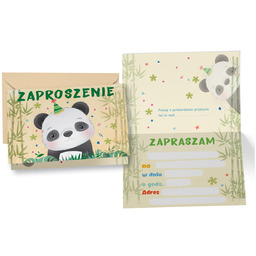 Zaproszenia z kopertą Panda - 5 szt.