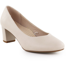 Czółenka damskie na niskim słupku cieliste Sergio Leone