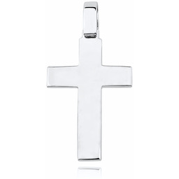 Elegancki duży rodowany srebrny gładki krzyżyk krzyż