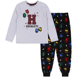 Harry Potter Piżama Chłopięca Szaro-Czarna, Długi Rękaw