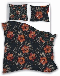 Faro Pościel satynowa 160x200 Elegant 028 czarna pomarańczowa