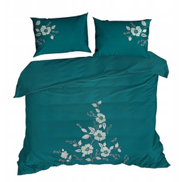 Pościel Z Haftem Satyna Bawełniana HAFT6 160X200 Turkusowa