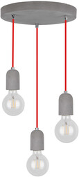 Lampa Wisząca Amory 3xE27 Max.60W Szary Beton/Czerwony Kabel