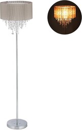 Relaxdays Lampa stojąca kryształ, abażur z organzy, okrągła