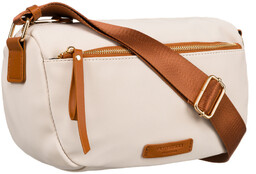 Nylonowa torebka w brązowo-beżowym kolorze z paskiem