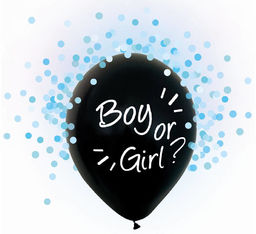 Balony urodzinowe Boy or Girl z niebieskim konfetti
